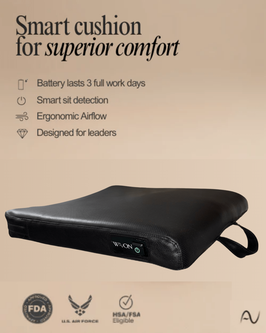 Wavon® - Smart pressure relief seat cushion for the best Executives, Gamers, Biohackers & Drivers - easecushion