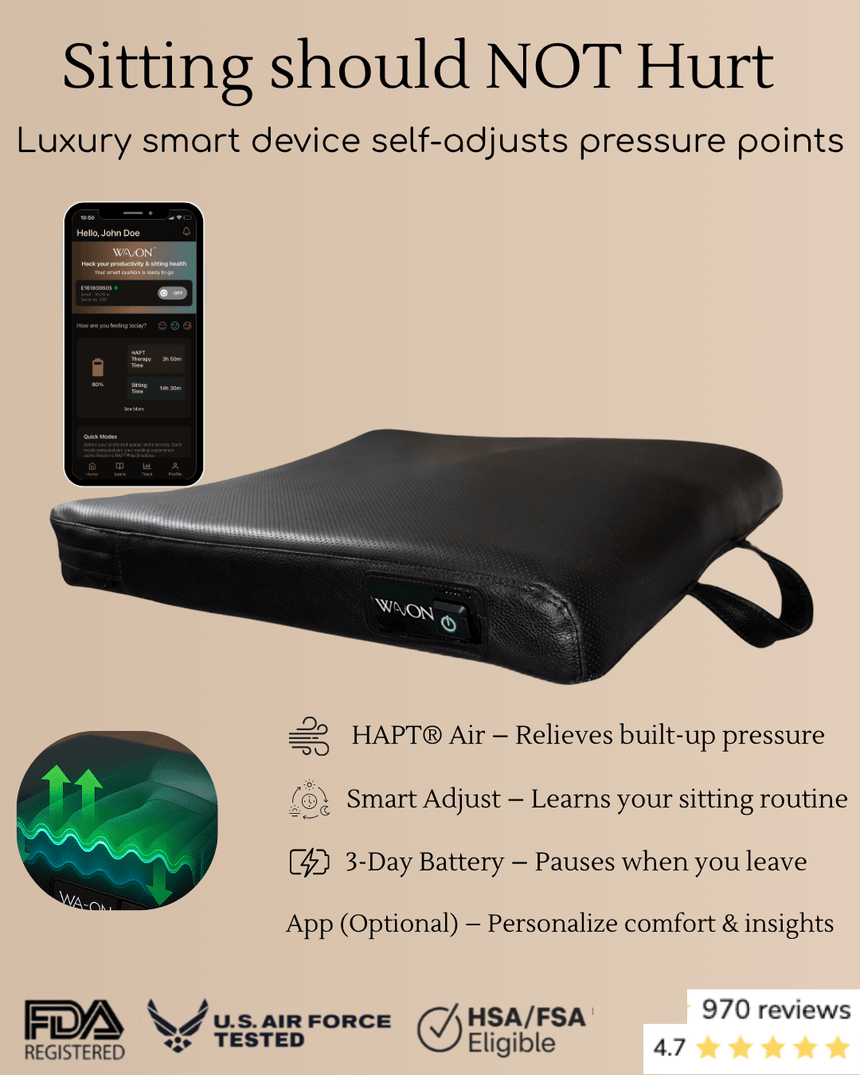 Wavon® - Smart pressure relief seat cushion for the best Executives, Gamers, Biohackers & Drivers - easecushion