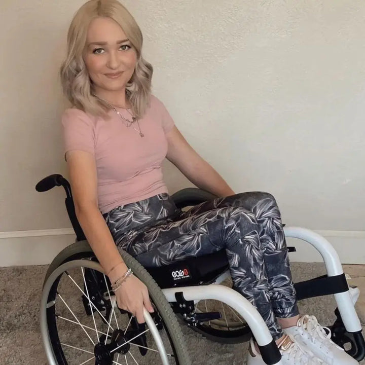 An Ease Cushion customer seated in a wheelchair